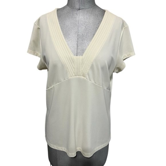 Talbots Elegant Cream V-Neck Women's Top Size L - Picture 1 of 6